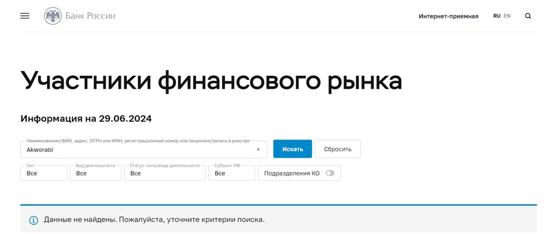 Какую информацию о себе скрывает брокер Akworabi и почему она важна для потенциальных клиентов