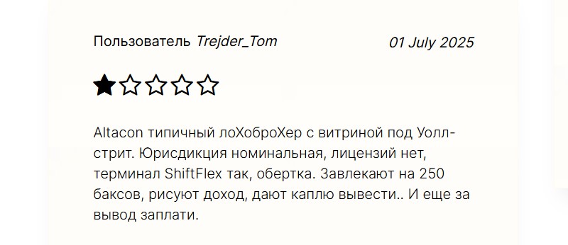 Мошенники Altacon Investment Group вместо обещанного заработка втягивают трейдеров в долговую яму