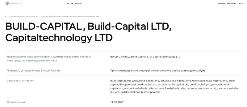 Build Capital — брокерская компания с неоднозначной репутацией